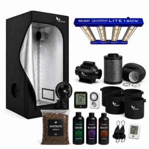 Kit Indoor Completo 80x80 con Panel LED Quantum Lite 160W, Sustrato y Fertilizantes