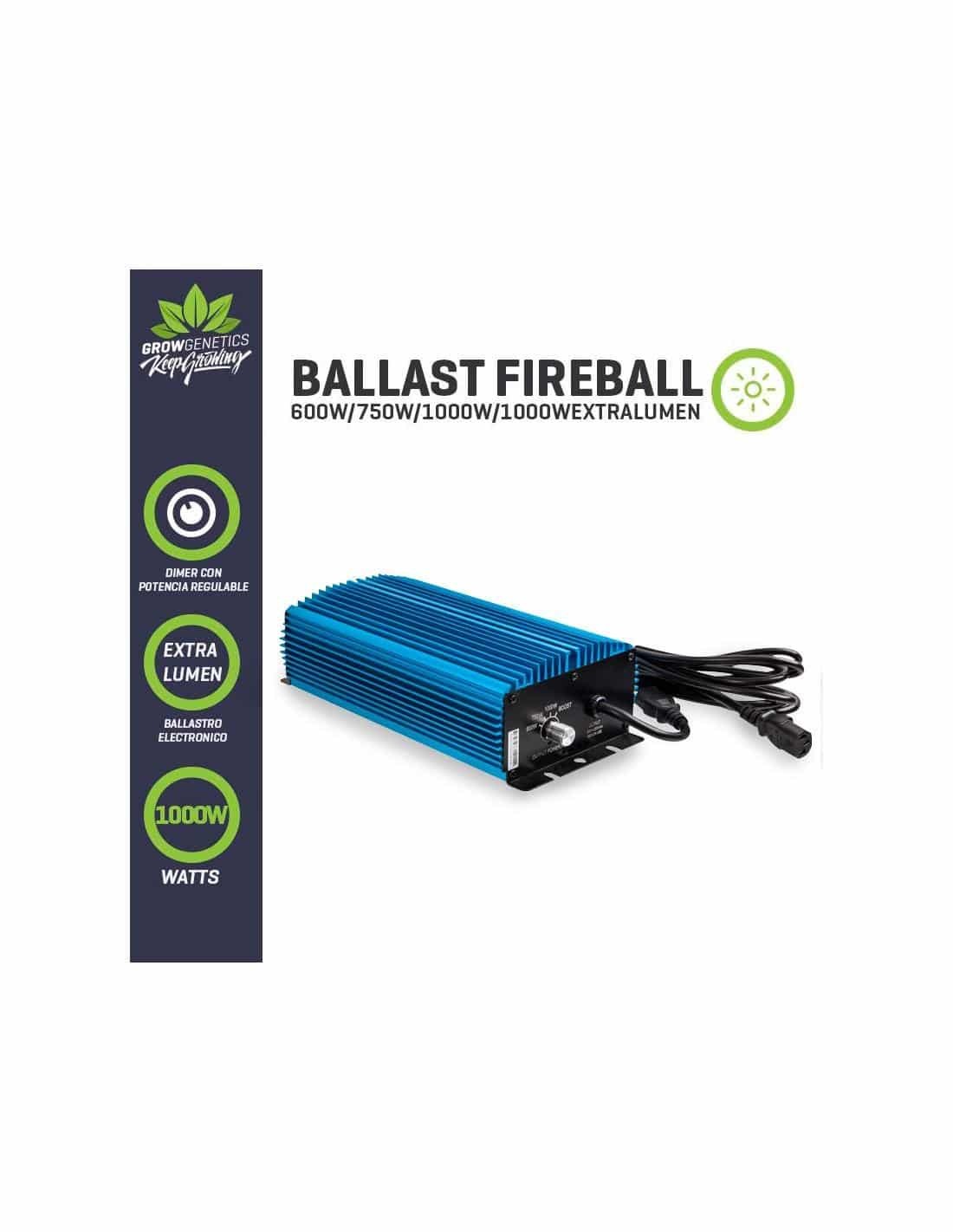 Balastro Electrónico Regulable Fireball 600/1000W Extra Lumen – Grow Genetics